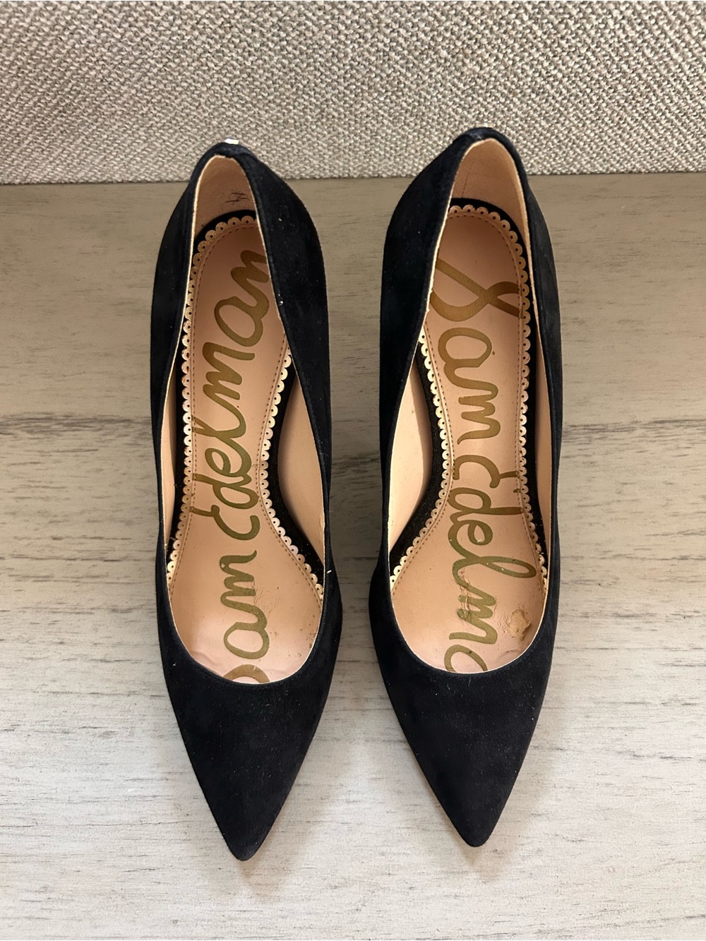 Sam Edelman Black Suede Pointed Toe Pumps - Classic Heel